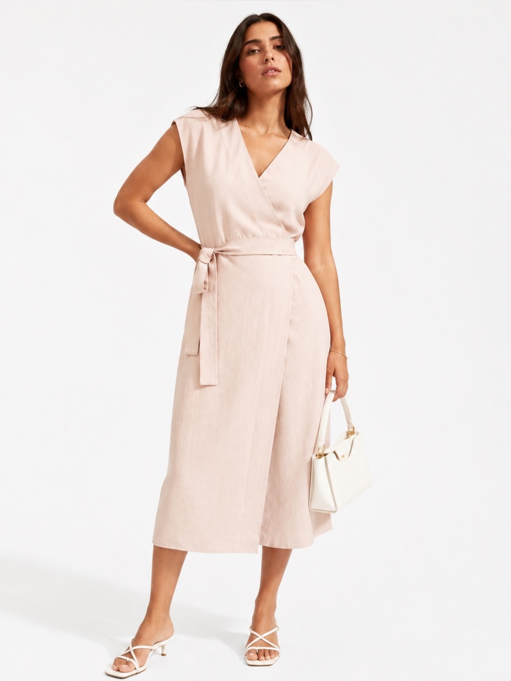 Everlane The Japanese GoWeave Tank Wrap Dress – Blush Pink Midi NWT
